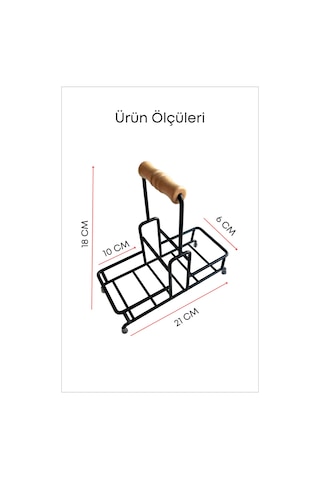 Grimorlife 2 Bölmeli Çok Amaçlı Ahşap Kulplu Metal Stand Banyo Düzenleyici Organizer Siyah