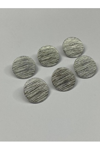 Trençkot Ceket Düğmesi Takımı Çizgili Para Model Gümüş 2 Cm