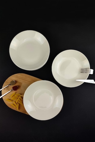 Digithome 6 Lı Deniz Form Çukur Tabak Yemek Tabağı Seti 19 Cm Krem Tl4037010 C320.003