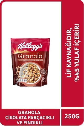 Kellogg's Çikolata Parçacıklı ve Fındıklı Granola 250 G
