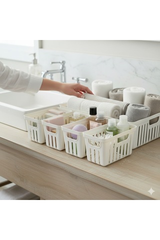 Ny Home 5 Parça Banyo Dolap İçi Düzenleyici Beyaz Beyaz