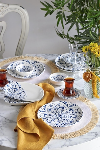 Neva N3460 Santorini 24 Parça Mavi Porselen Kahvaltı Takımı Mavi