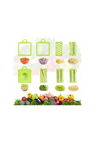 Çok İşlevli Sebze Kesici, Meyve Ve Sebzeleri Keser - 11 Bıçaklı 14 Parçalı Sebze Kesici Seti Kare Diğer