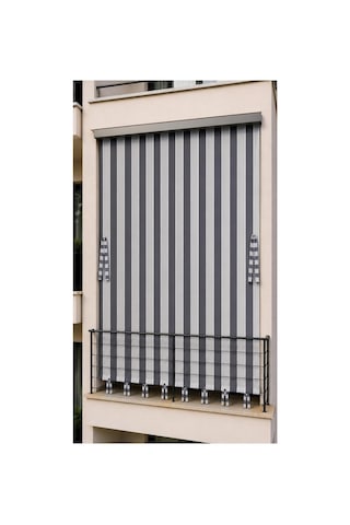 Suya Dayanıklı Kornişli Balkon Perdesi Modern Dış Mekan Fon Perde Antrasit-gri Antrasit Gri