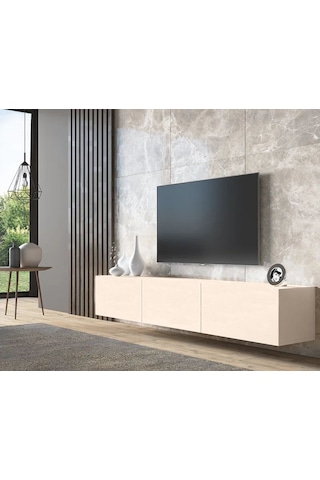 Beliz Tv Ünitesi Tv Sehpası Alt Modül 200 Cm Krem Mdf