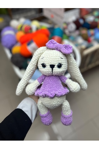 Amigurami Uzun Kulaklı Tavşan Beyaz - Mor