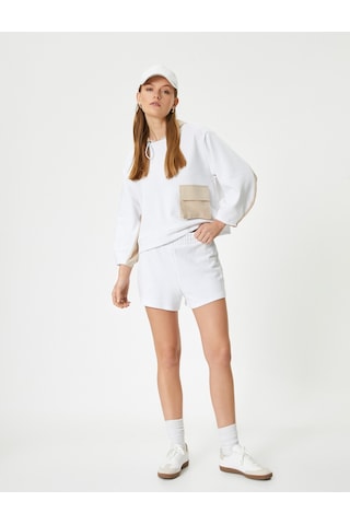 Koton Kapüşonlu Sweatshirt Cep Detaylı Standart Kesim Beyaz 4sak10424ek Beyaz