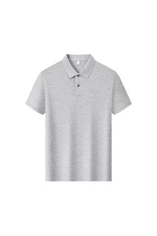 New Performance Premium Polo T-shirt %100 Pamuk Mercerize Desenli Gri