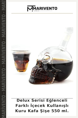 Delux Serisi Eğlenceli Farklı İçecek Kullanışlı Kuru Kafa Şişe 550 Ml.