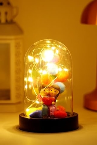 3 Modlu Led Işıklı Fanus İçinde Sevgili Çift Detaylı Sevgiliye Hediyelik Dekoratif Gece Lambası Genel