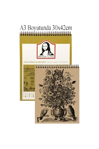Spralli Eskiz Defteri Kraft A3 1 Adet Telli Kraft Eskiz Defteri 120 Gr 50 Yaprak Karakalem Defteri Südor Monalisa 30x42 Cm