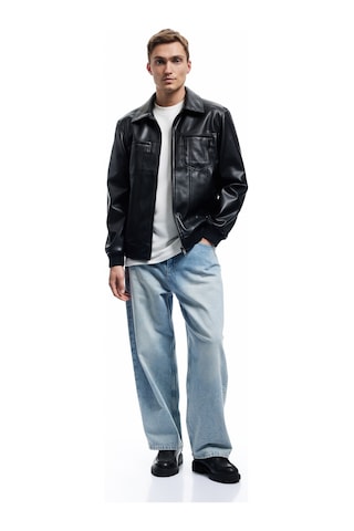 Koton Slim Fit Gömlek Yaka Fermuarlı Cep Detaylı Suni Deri Ceket Siyah 6wam20098hw Siyah