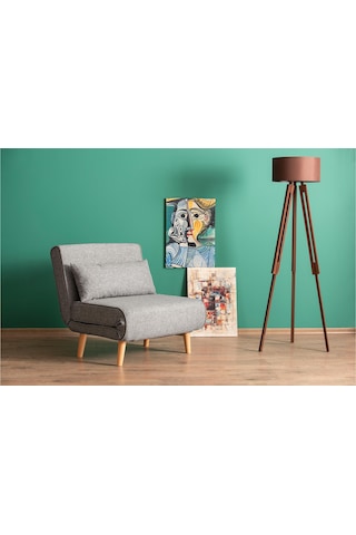 Folde 80 Tekli Yataklı Katlanır Koltuk Keten Açık Gri Açık Gri