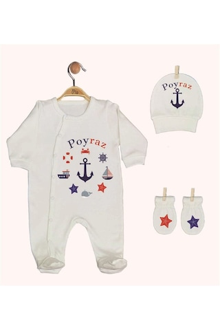 Pia Baby Gl 1936-02 İsme Özel Beşli Tulum Set Krem