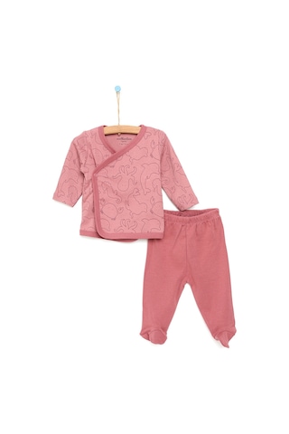 Motherlove Yenidoğan Organik Zıbın-patikli Alt 2li Takım Unisex 23KMTLUSET002_KoyuPembe Koyu Pembe