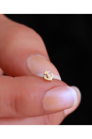 14 Ayar Altın Taşsız Denizci Tragus Piercing Sarı Altın