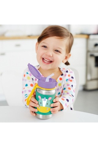 Zoo Pipetli Paslanmaz Çelik Suluk 350 Ml Unicorn Çok Renkli
