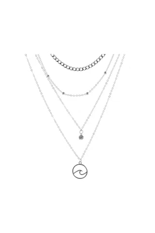 Padalink Bayanlar İçin Bohemya Stili Dört Katlı Altın/gümüş Renkli Alüminyum Müzik Aleti Pendentli Kolye - İnce Klavikül Gösterimi Silver