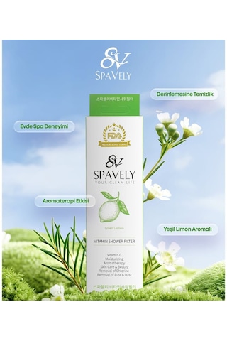 Spavely Duş Filtresi Yeşil Limon Esanslı - Klor Ve Kireç Karşıtı, Kokulu, C Vitaminli 150 Gr