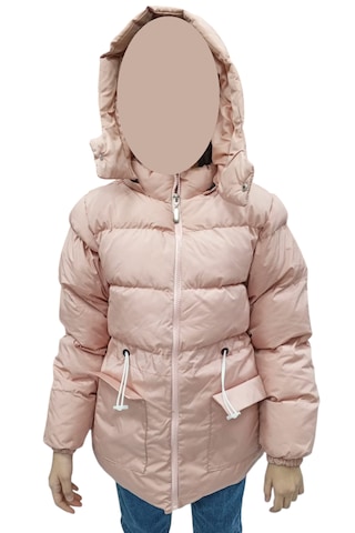 Kız Çocuk Kapüşonu Çıkabilen Fermuar Kapamalı Beli İp Bağlamalı İçi Peluş Astarlı Pembe Mont Pembe