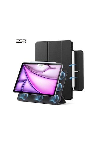 iPad Uyumlu  Air 13 M3/m2 Rebound Manyetik Kılıf - Siyah Kapaklı Kılıf