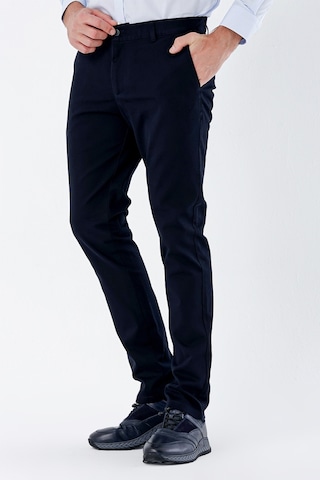 İmza Koyu Lacivert Armürlü %100 Pamuk Yan Cepli Slim Fit Dar Kesim Casual Pantolon 1003235117-koyu Lacivert Koyu Lacivert