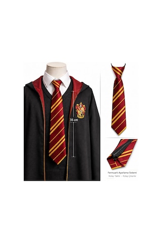 Harry Potter Gryffindor Fermuarlı Ayarlanabilir Kravat Kırmızı