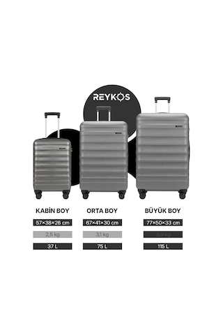 Reykos Rey-way Gri Unisex 3 Lü Valiz Seti Büyük-orta-kabin