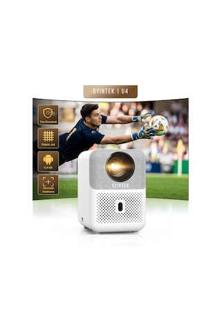 Byintek U4 Projeksiyon Cihazı 1080P LED WiFi 6 BT 5.0, Otomatik Odaklama, 400 ANSI Lümen, Ev Sineması, Dış Mekan, İş, Oyun, Eğitim Amaçlı