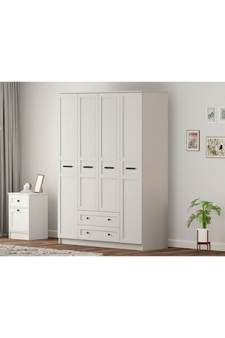 Rabi Mobilya Rumy-s1 Country 4 Kapak 2 Çekmeceli Mega Gardırop