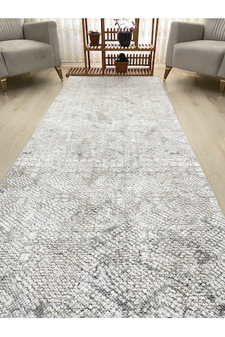 Premium Krem Kaymaz Tabanlı Kesme Yolluk Koridor Mutfak Salon Halısı Yüksek Kalite