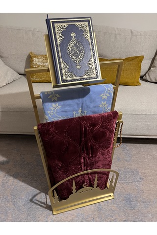 Safa Premium Rahleli Seccade Askısı, Ramazan Dekoru Gold Gold