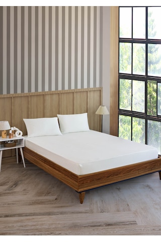 Pamuklu Çizgili Saten Tek Kişilik Lastikli Çarşaf Seti 100x200cm3