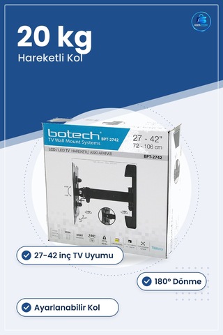 Hareketli Tv Ası Aparatı İla 42 İnç 20kg Döner Duvar Asısı Ayar