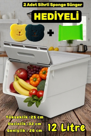 Technow Motek Mt06 12 Litre Gri Tekerlekli Tekli Organizer + Temizlik Seti Gri - Beyaz