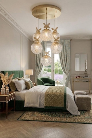 LumiaLighting Küre Model 6"lı Kumandalı Gold 3 Renk Modu Ledli Kristal Taşlı Modern Salon Mutfak Oturma Odası Led Avize