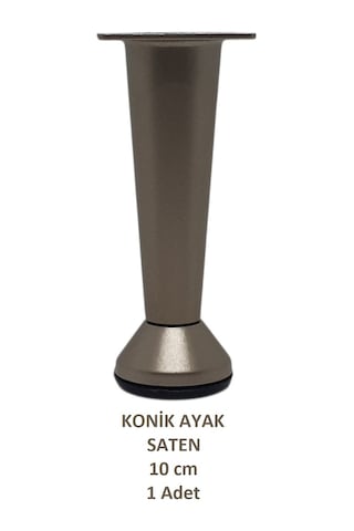 Adilon Konik Ayak, Saten, 10 Cm, 1 Adet Dolap, Mobilya, Puf Ayağı Vidaları Hediye Saten