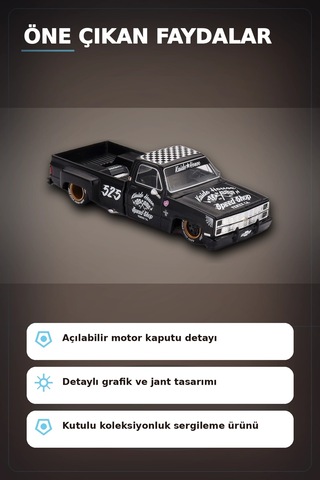 Hot Rod Tasarımlı 1/64 Chevrolet Silverado Dually Diecast Model Araba - Tekli Kutu Bx-313351