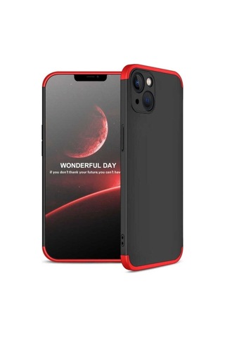 Apple Uyumlu iPhone 13 Mini Kılıf Zore Ays Kapak Siyah-Kırmızı