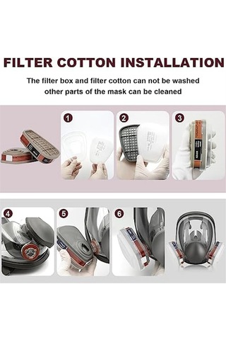 Ccgloball Tam Yüz Solunum Maskesi, 19'u 1 Arada 6800 Filtreli Yeniden Kullanılabilir Solunum Maskesi