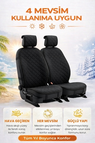 Oto Koltuk Kılıfı Tay Tüyü Tam Koruma Minder 2'li Ön Terletmez,kaymaz,su Geçirmez,airbag Uyumlu - Mnd2x2 Stiloto