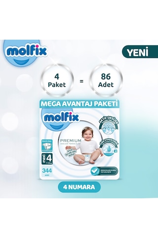 Molfix Premium Mega Avantaj Paketi 4 Beden 344 Aadet 4 Numara 4'lü