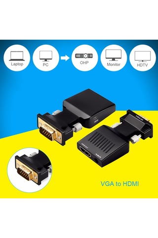 Hdmı Sesli Video Dönüştürücü Kablosu Vga Erkek - Kadın Tasarım, Ses Ve Video İletimi İçin 1080p Hd'yi Destekle
