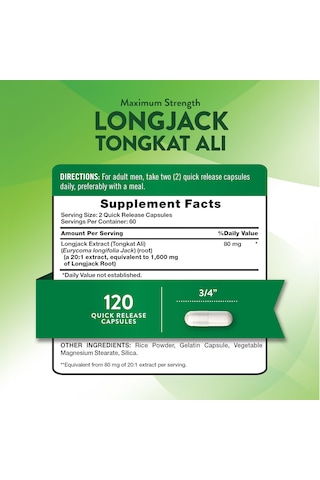 Nature's Truth Longjack Tongkat Ali 1600 Mg 120 Kapsül Usa Menşeii Dmmedicineden
