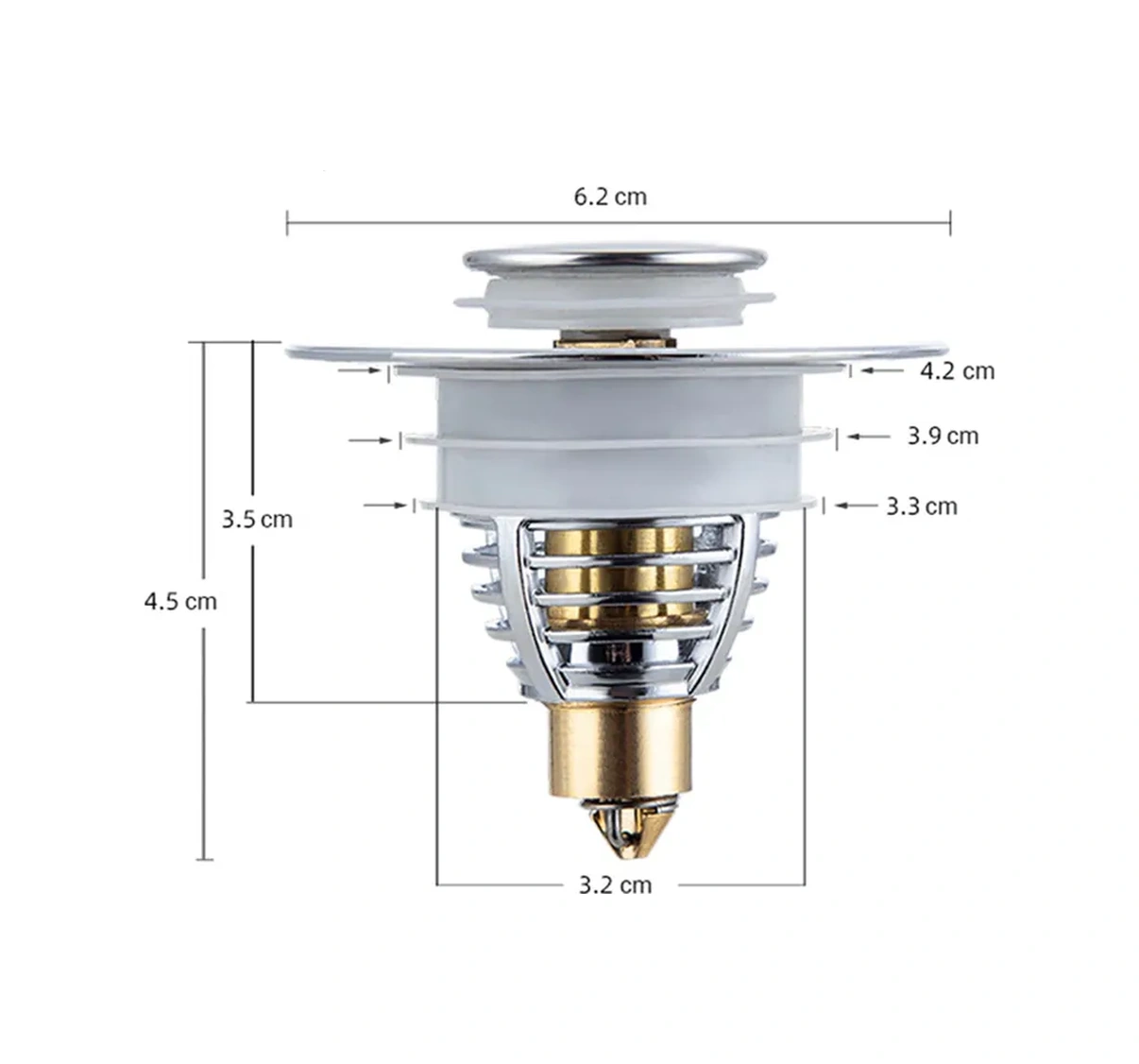 Wardan Banyo Ve Lavabolar İçin Tıpa, Çekmeli Filtreli Gider Kapağı 272485730 Gri
