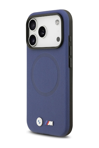 İphone 17 Pro Max Uyumlu Kılıf Bmw Lisanslı M-safeli Metal Logo Delikli M Dizayn Deri Kapak Lacivert Lacivert