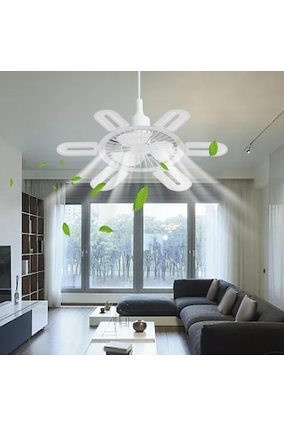 Suntek E27 Soket Fan Işık Küçük Tavan Vantilatörü Beyaz