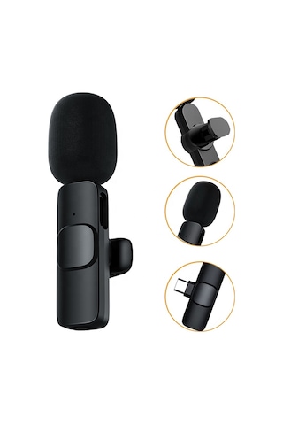 Type-c Kablosuz Gürültü Önleyicili USB C Vlog Yaka Mikrofonu