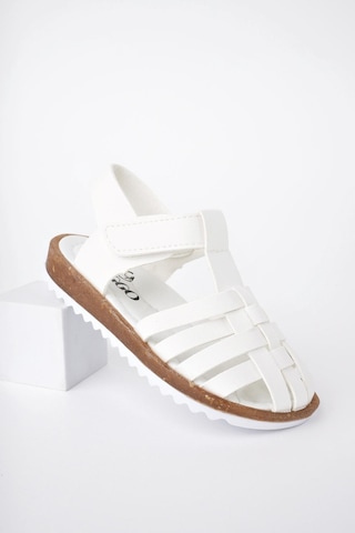 Muggo Rapunzel Garantili Günlük Ortopedik Hafif Taban Cırtlı Kız Çocuk Sandalet Beyaz