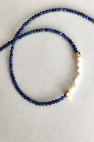 Sertifikalı 3 Mm Lapis Lazuli, Gerçek İnci Doğaltaş Kolye 262 Lacivert